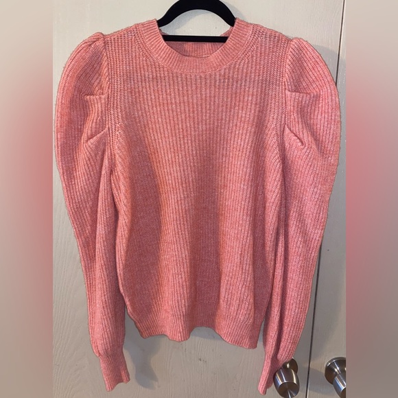 Loft Wool Blend Puffed Sleeves Crewneck Sweater - size medium - Picture 1 of 5
